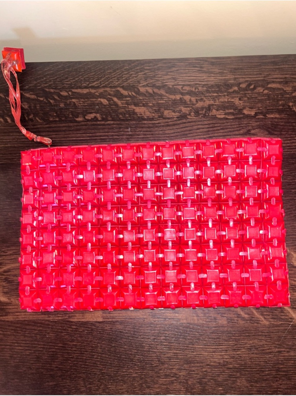Vintage Plasticflex Clutch Purse 1940's Plastic Cherry Red Tiles Modern